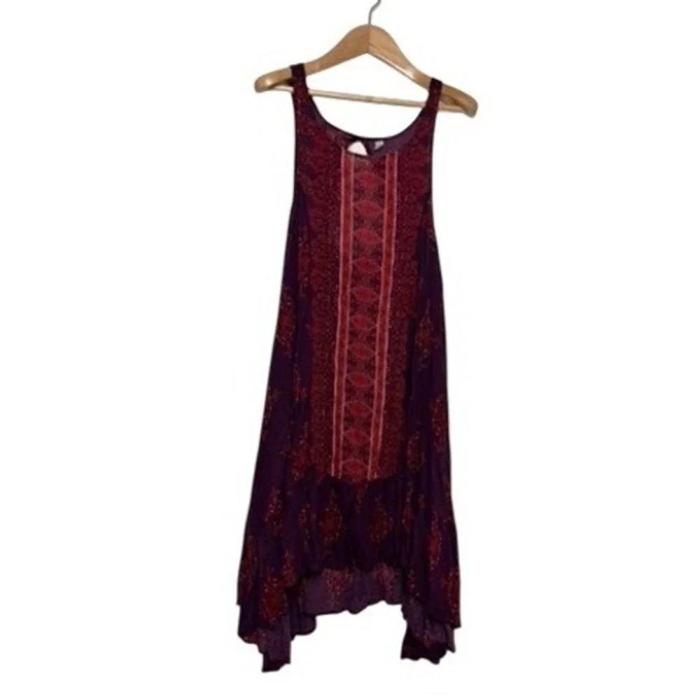 Free People Purple and Red Boho Mini Dress